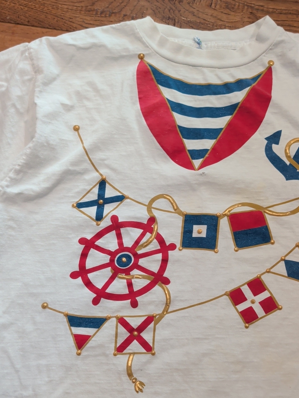 Alore Single Stitch Nautical Graphic Tee in White with Red & Blue Accents - Picture 2 of 12